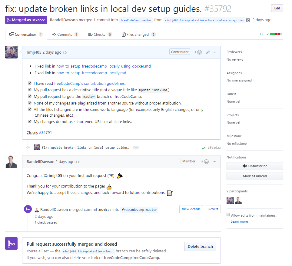 Screenshot of the issue showing the merged pull request.